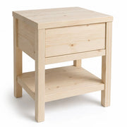 Comodino 1 cassetto 1 ripiano legno massello abete grezzo 45x38x60 (3304) - Mobili 2G