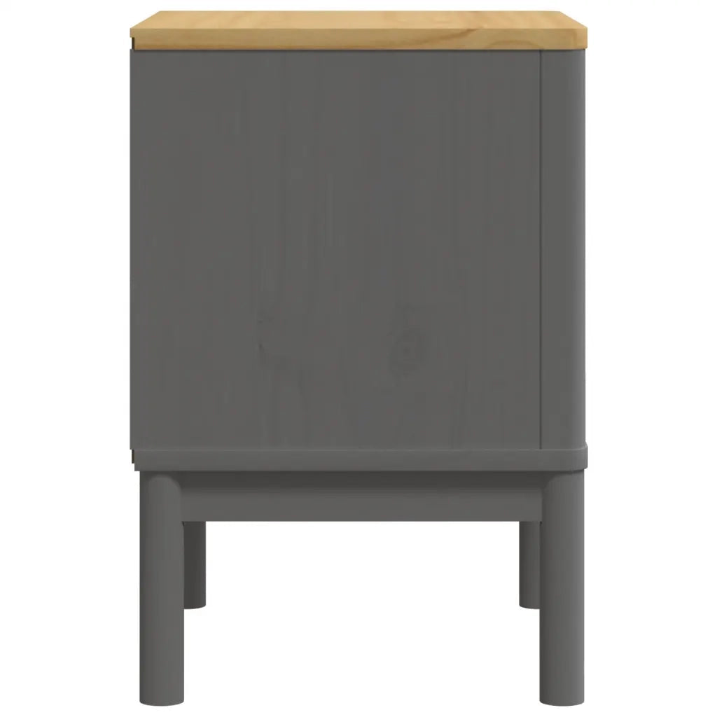 Comodino-Tavolino da notte FLORO Grigio 45x39x57 cm in Legno Massello di Pino