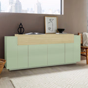 Madia Pulfero, Credenza 3 Ripiani Made in Italy, 200x45x85.5h cm Verde