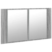 Mobiletto con specchio a LED in stile scandinavo moderno per il bagno 80 x 12 x 45 cm in legno composito grigio 02_0049283