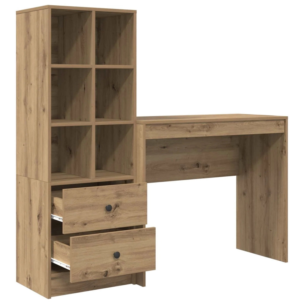 Scrivania con cassetto con lo scaffale 2 pcs Rovere artigianale 3337328