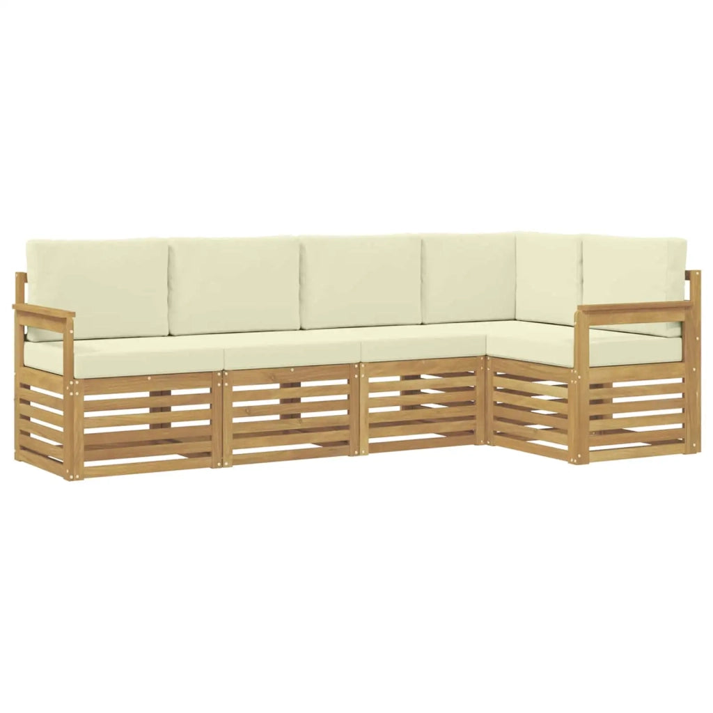 Set di divani da esterno 5 pcs Bianco e Crema