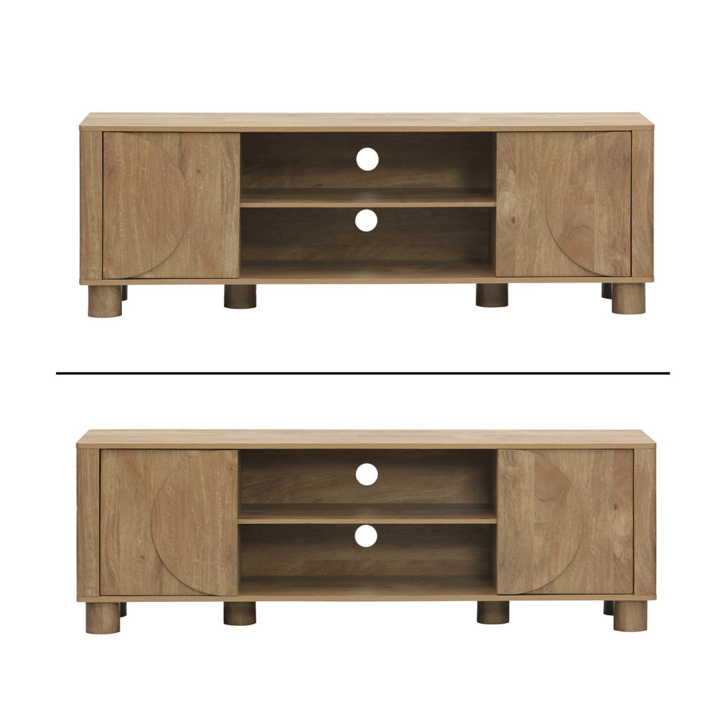 Mobile tv esotico effetto legno di mango 2 ante reversibili, 155cm,