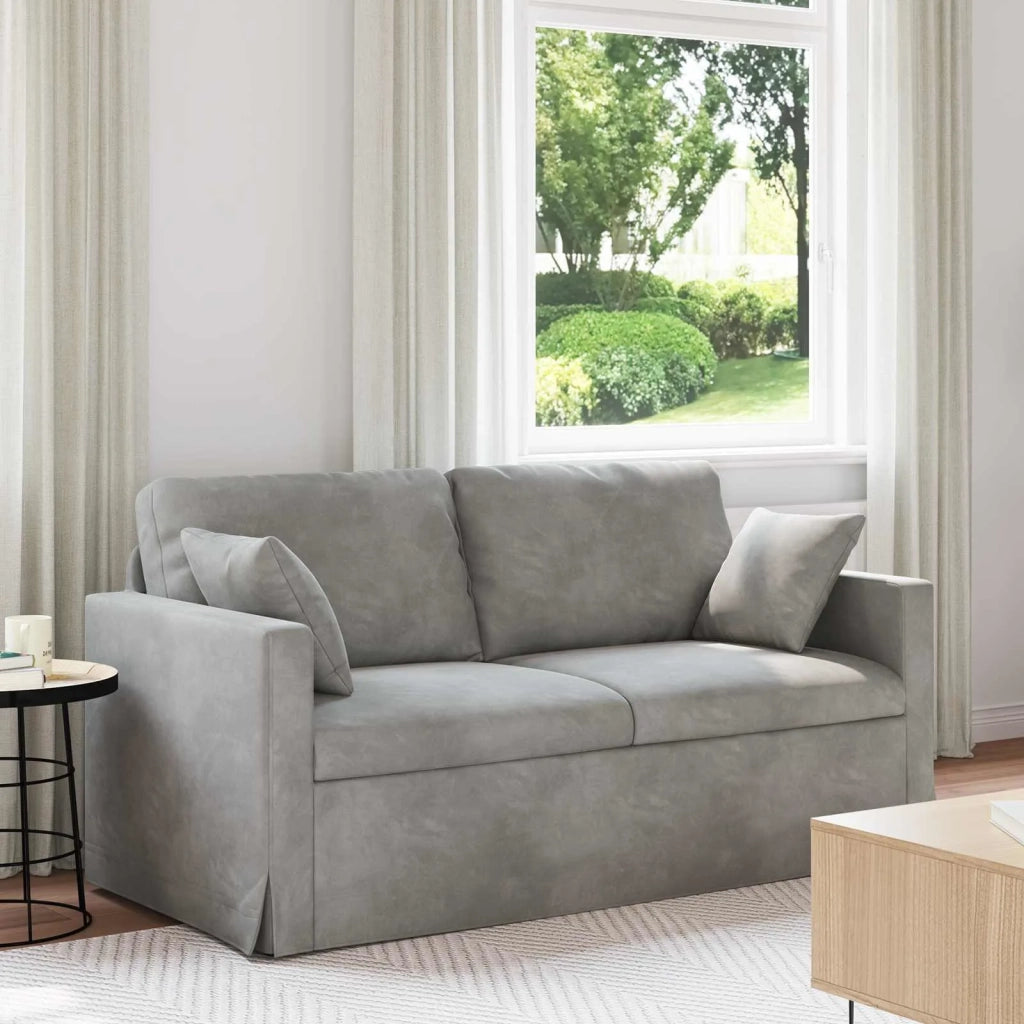 Divano Grigio chiaro 158 x 78 x 80 cm Velluto