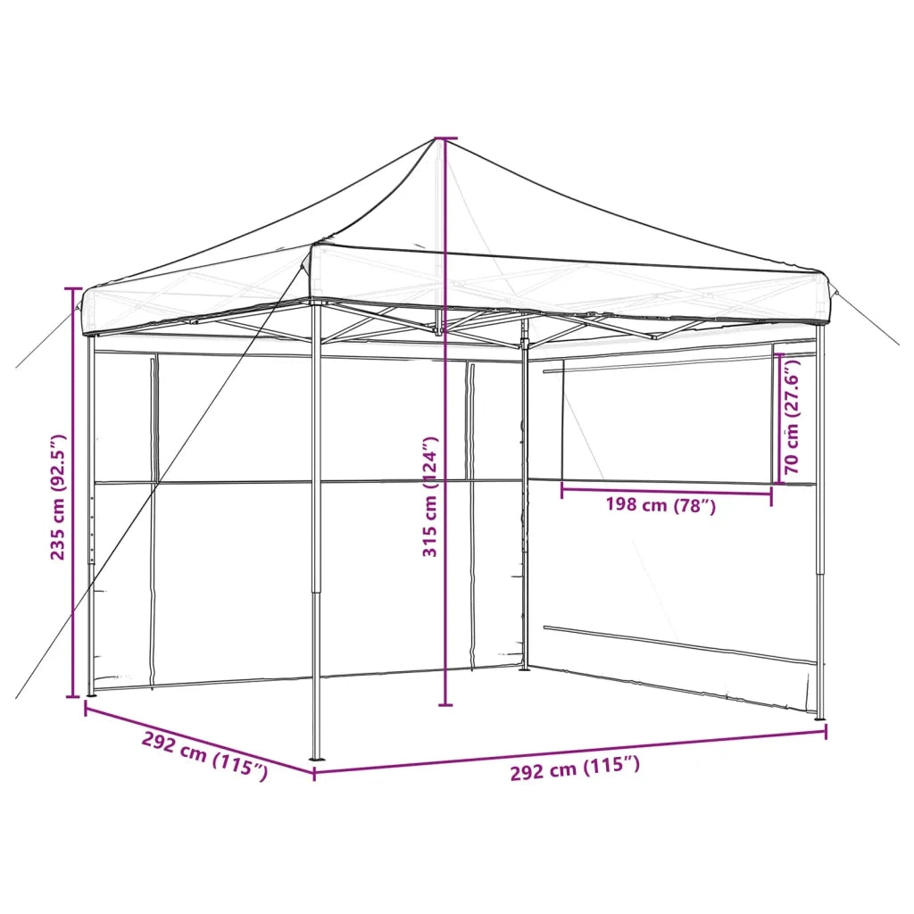 Tendone per Feste Pieghevole Pop-Up con 2 Pareti Beige