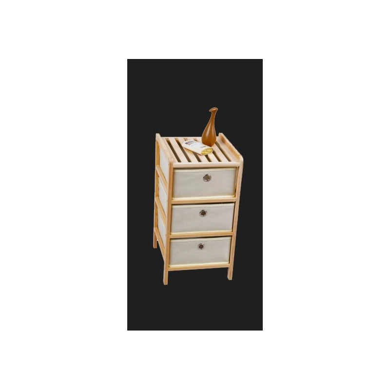 Set di 8 CASSETTIERE LEGNO CORINE NAT/BEIGE 3CASSETTI KUN