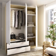 Armadio Camera da Letto Mayos, Guardaroba 3 Ante Appendiabiti, 51x137 cm Bianco