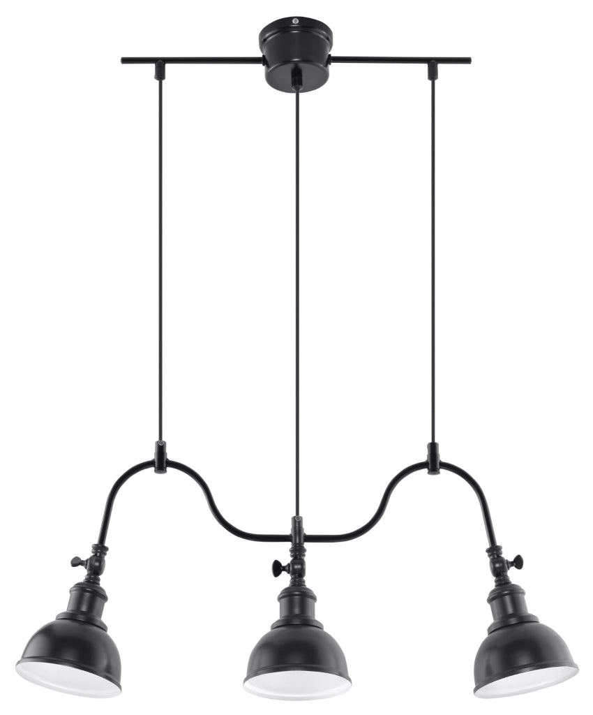 Lampadario MARE 3 luci nero metallo E27 Sollux SL0309