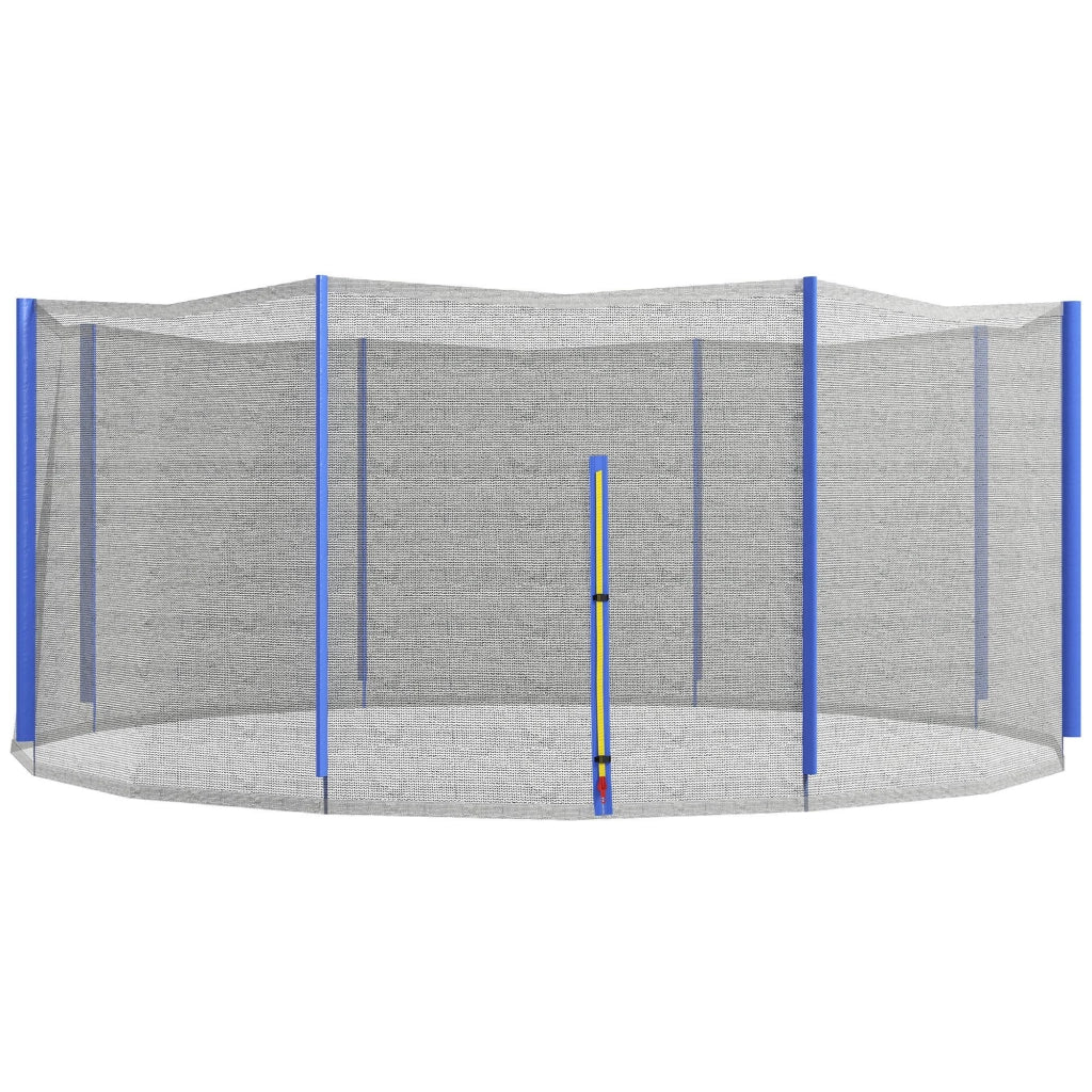 Rete di Protezione per Trampolini a 8 Pali con Ingresso con Cerniera Ø366x180 cm in PE Nero e Blu