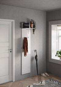 Appendiabiti da Parete con Mensola Asta e Ganci 40x28x184 cm Frame Bianco Lucido