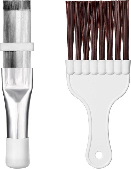 Condensorvinkammer per climatizzatore - Set di due raddrizzatori per condensatore - Spazzola per pulizia - Kit di riparazione per radiatori - Materiale in acciaio inossidabile - Utilizzo per climatizzatori, frigoriferi e veicoli - Ideale per cucine