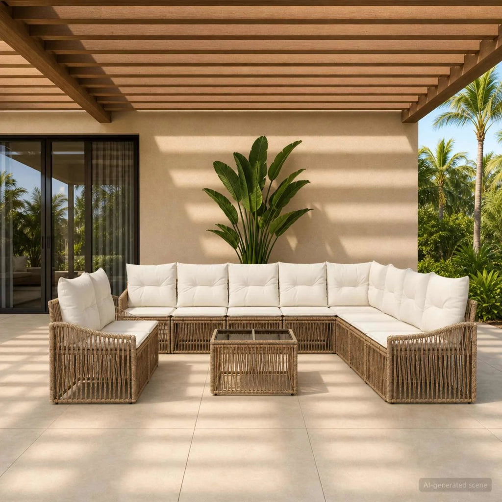 Set Divano da Giardino 11 pcs Beige polyrattan 3436056