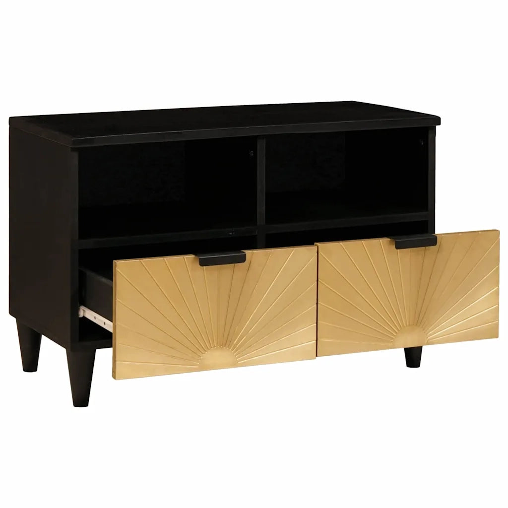 Mobile TV-Credenza per TV-Console TV Nero e Oro 70 x 33 x 46 cm Legno multistrato