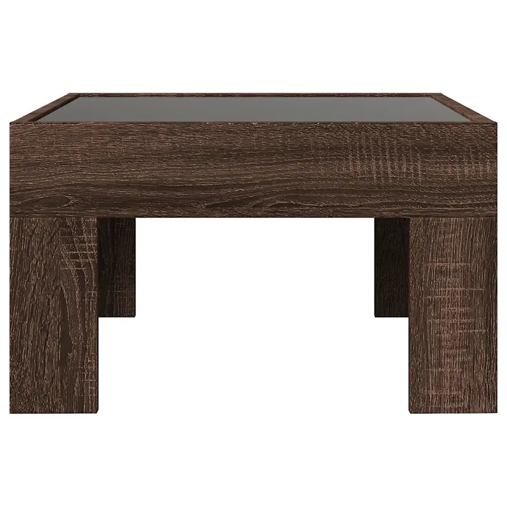 Tavolino da Salotto con LED Infinity Rovere Marrone 50x50x30 cm