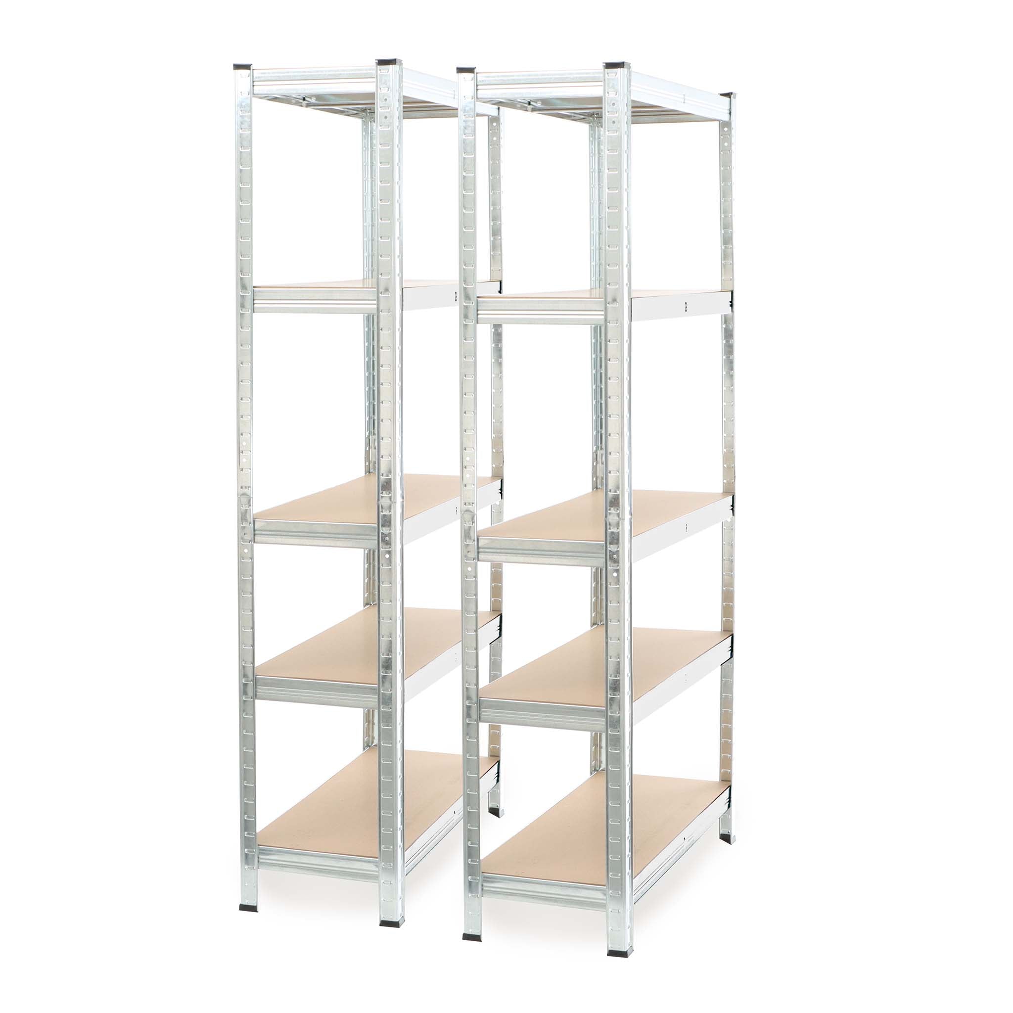 Set 2x scaffali a incastro per carichi pesanti 154x75x30cm Max 875kg l’uno Acciaio 5 ripiani