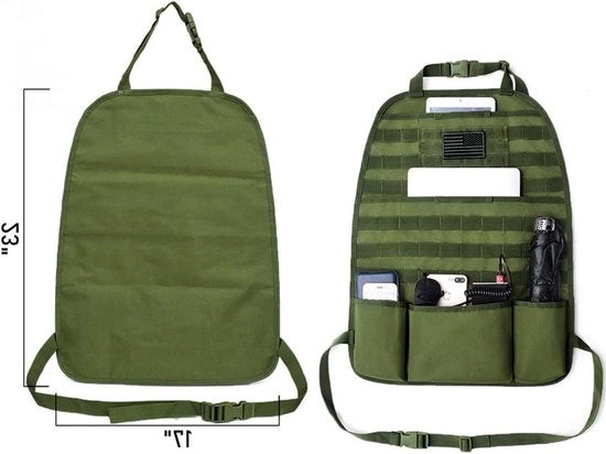 Organizzatore di sedile per bambini - Copriporta auto per bambini con schienale verde e disposizione tattica