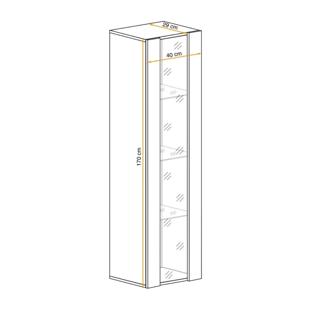 Vetrina FLY 1 porta in vetro - Colore rovere chiaro - LED