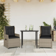 Set Pranzo da Giardino 3pz con Cuscini Grigio Chiaro Polyrattan 3262896