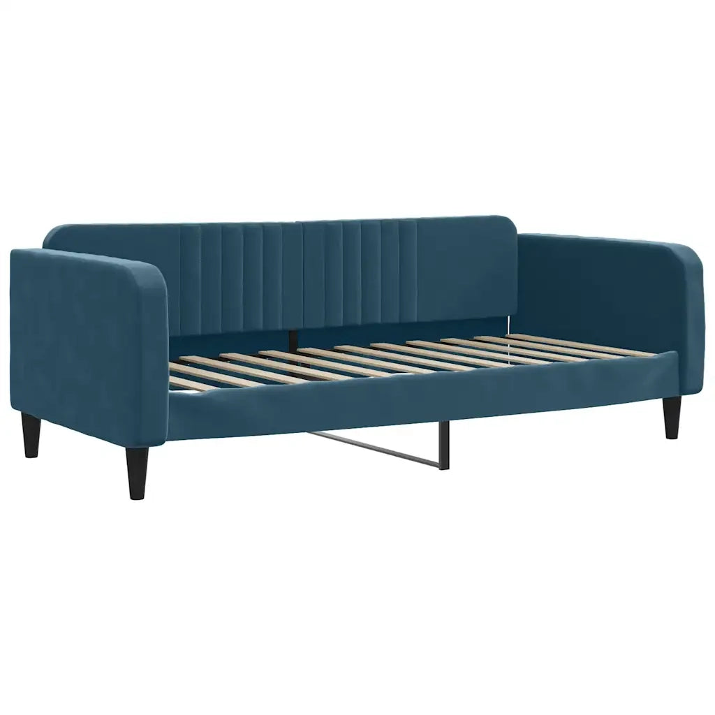 Divano Letto Estraibile con Cassetti Blu 90x200 cm in Velluto 3197134