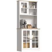 Mobile da cucina con ante a vetro ¨C zephmum ¨C 80x37x183 cm, bianco quercia