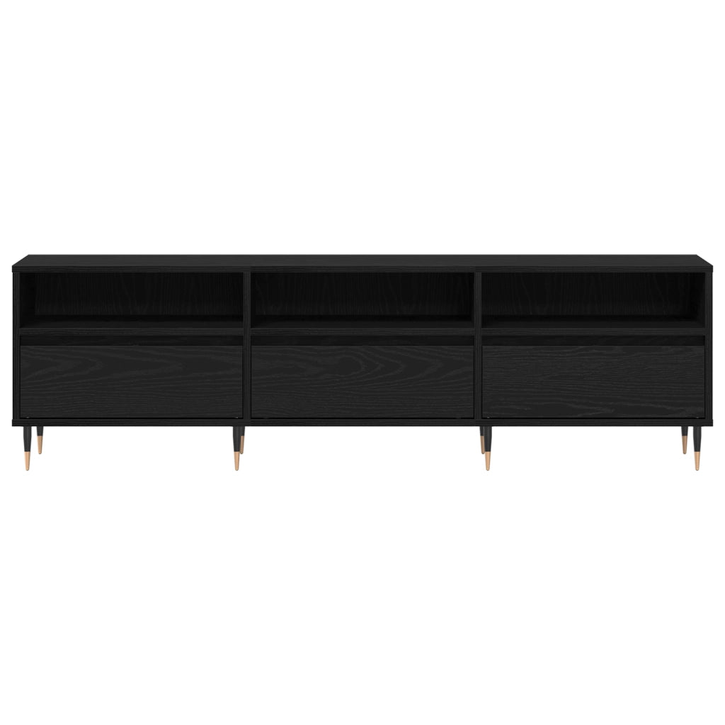 Mobile TV Rovere Nero 150x30x44.5 cm Legno Ingegnerizzato