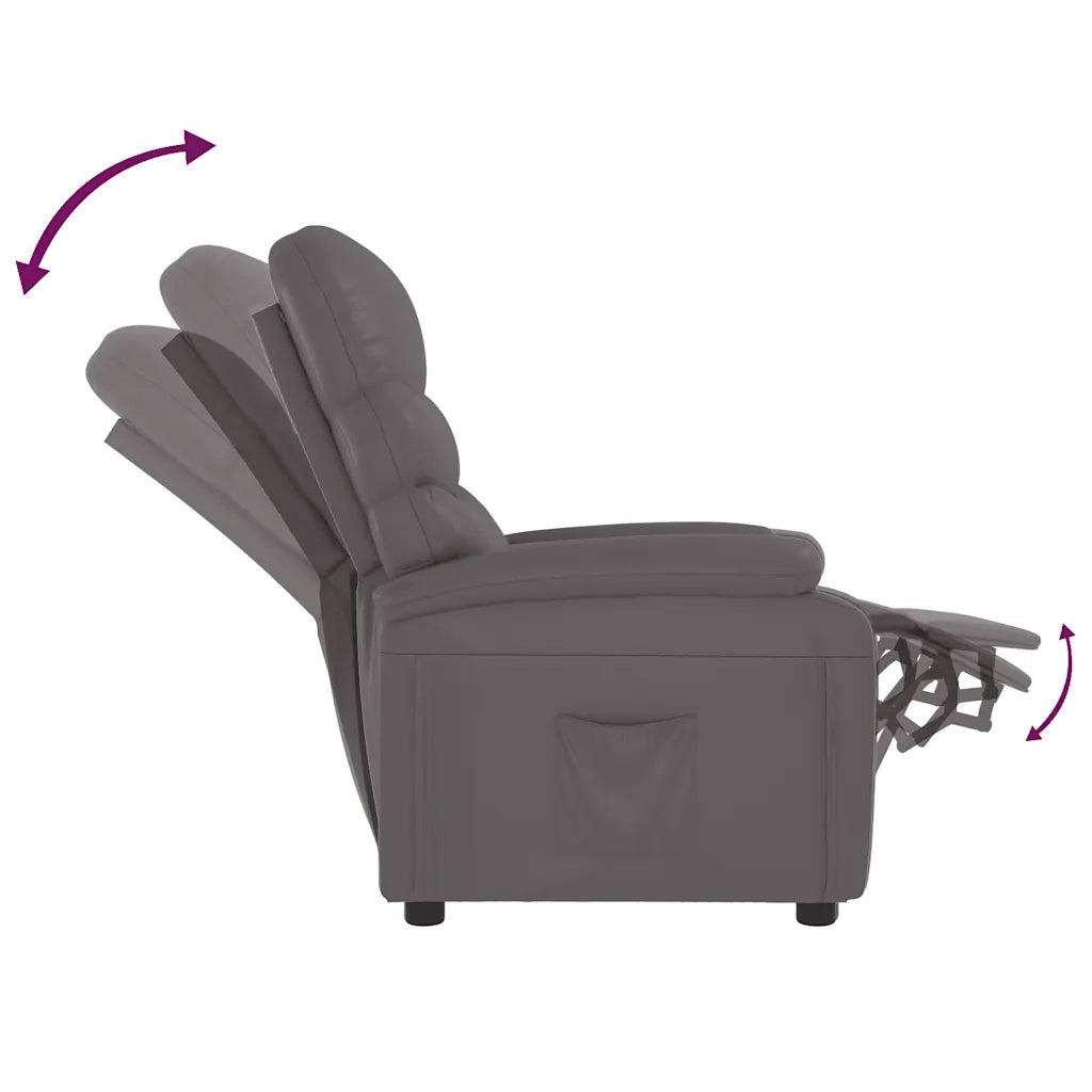 Poltrona Reclinabile Grigia in Similpelle 342689