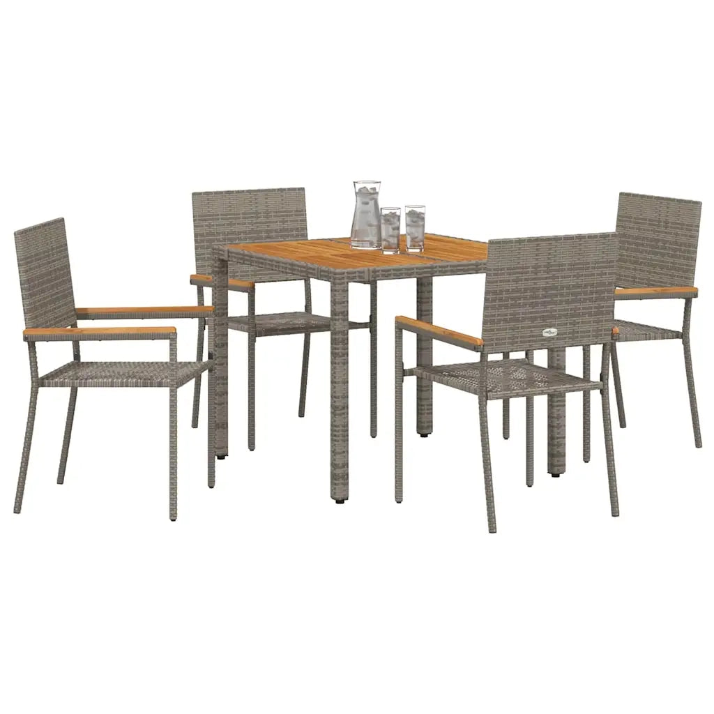 Set da Pranzo per Giardino 5 pz | Set Salotto da Giardino Grigio polyrattan
