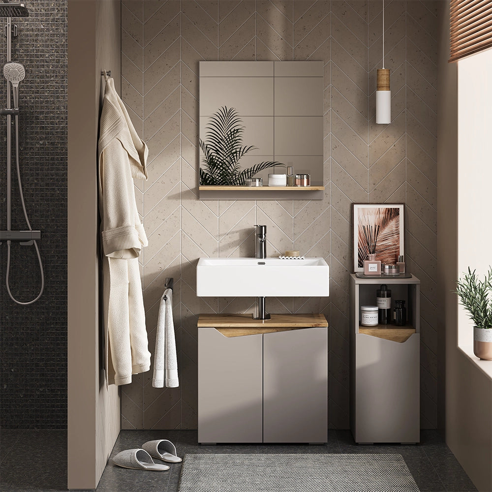 Vicco Mobiletto bagno Grigio 30 x 74.5 cm con porta e vano aperto