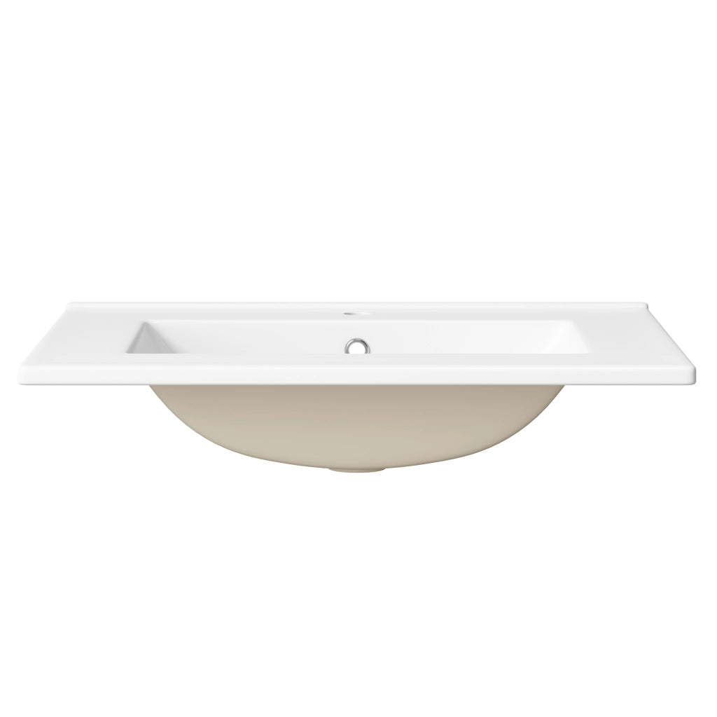 Mobile bagno con lavabo in ceramica; 2 cassetti; 1 anta e ripiano laterale; chiusura soft-close; bianco; 61×47×87 cm