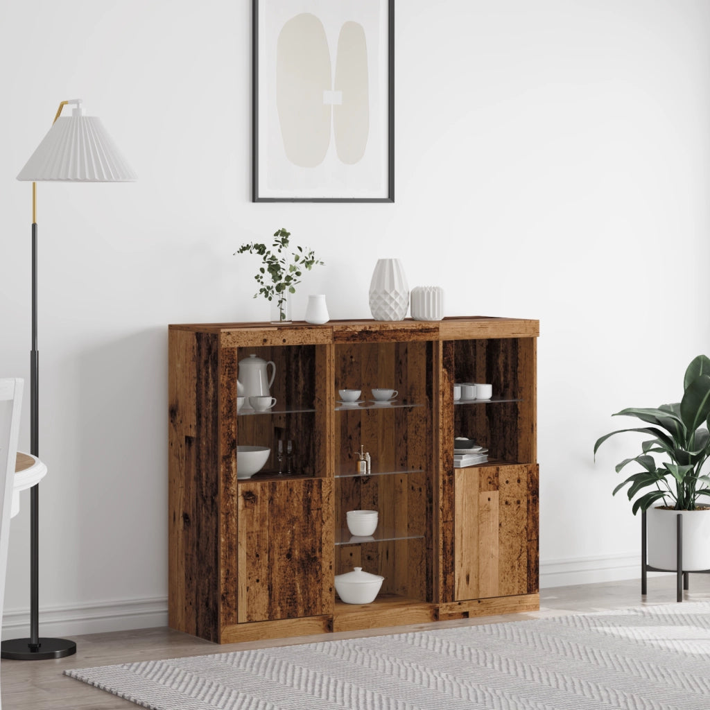 Mobiletto con Luci LED Legno Antico 123x37x100 cm Legno Ingegnerizzato