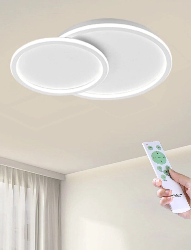 Plafoniera lampada soffitto moderna a led 45w bluetooth cambia 3 tonalita luce dimmerabile telecomando e app