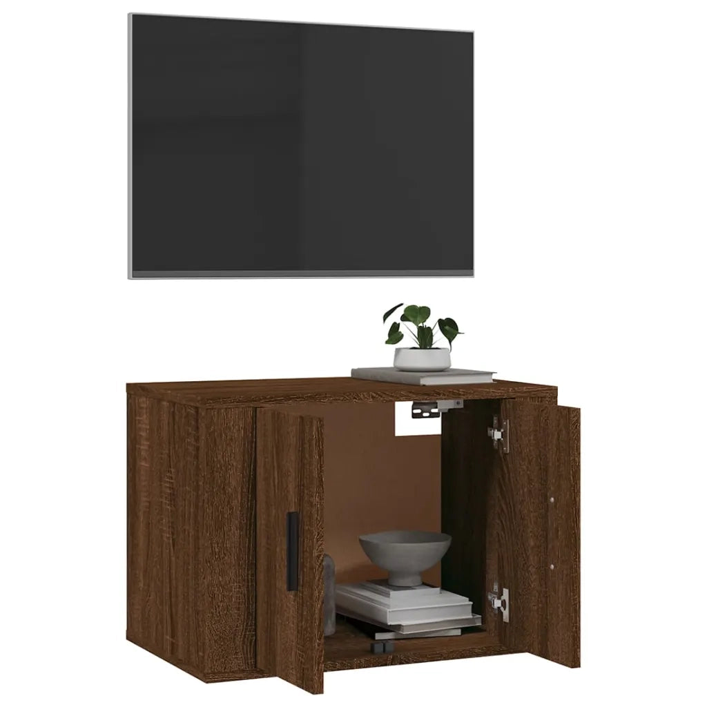 Mobile Porta TV a Parete Rovere Marrone 57x34,5x40 cm 816623
