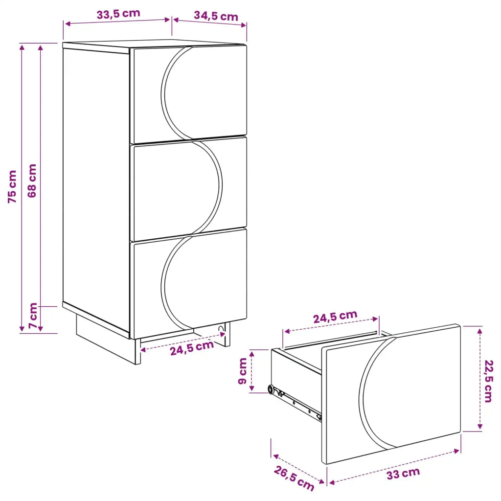 Credenza Grigio Cemento 33,5 x 34,5 x 75 cm 8011516