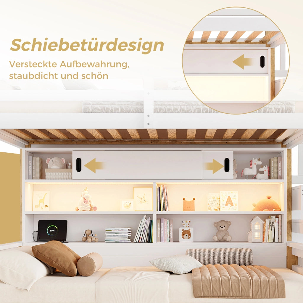 letto a castello in pino bianco 116 x 253 cm