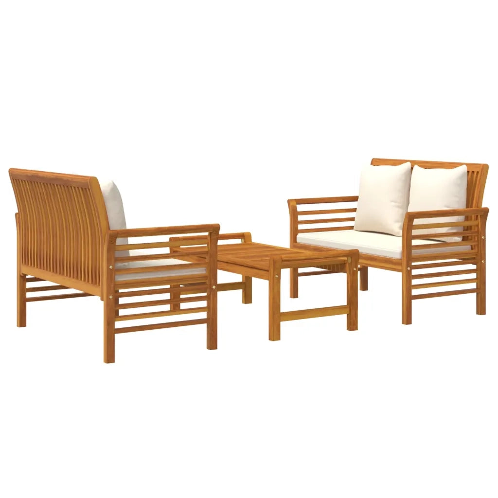 Set Mobili da Giardino 3pz con Cuscini Legno Massello di Acacia 3058095