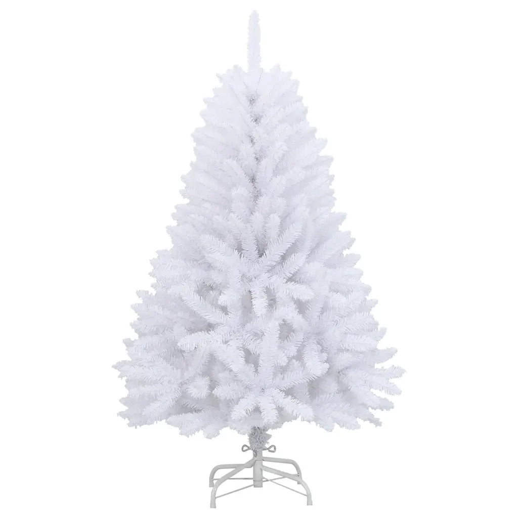 Albero di Natale | Decorazioni natalizie Artificiale Incernierato con Base Bianco 120cm