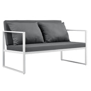 Divano da esterno con cuscini struttura in metallo poliestere bianco 70 x 114 x 60 cm 03_0001314