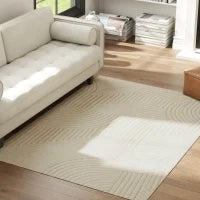 Tappeto Tessuto a Macchina, Versatile e Antiscivolo, 200x140x1,7 cm, Crema