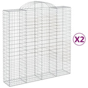 Set di 2 gabbioni ad arco per recinzione gabbia o muro di contenimento 200 x 50 x 200/220 cm ferro zincato argento 02_0041355