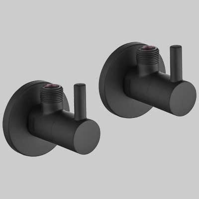 COPPIA RUBINETTI SOTTOLAVABO TONDO NERO - 1/2 x 3/8 - 1 confezioni - MADE IN ITALY