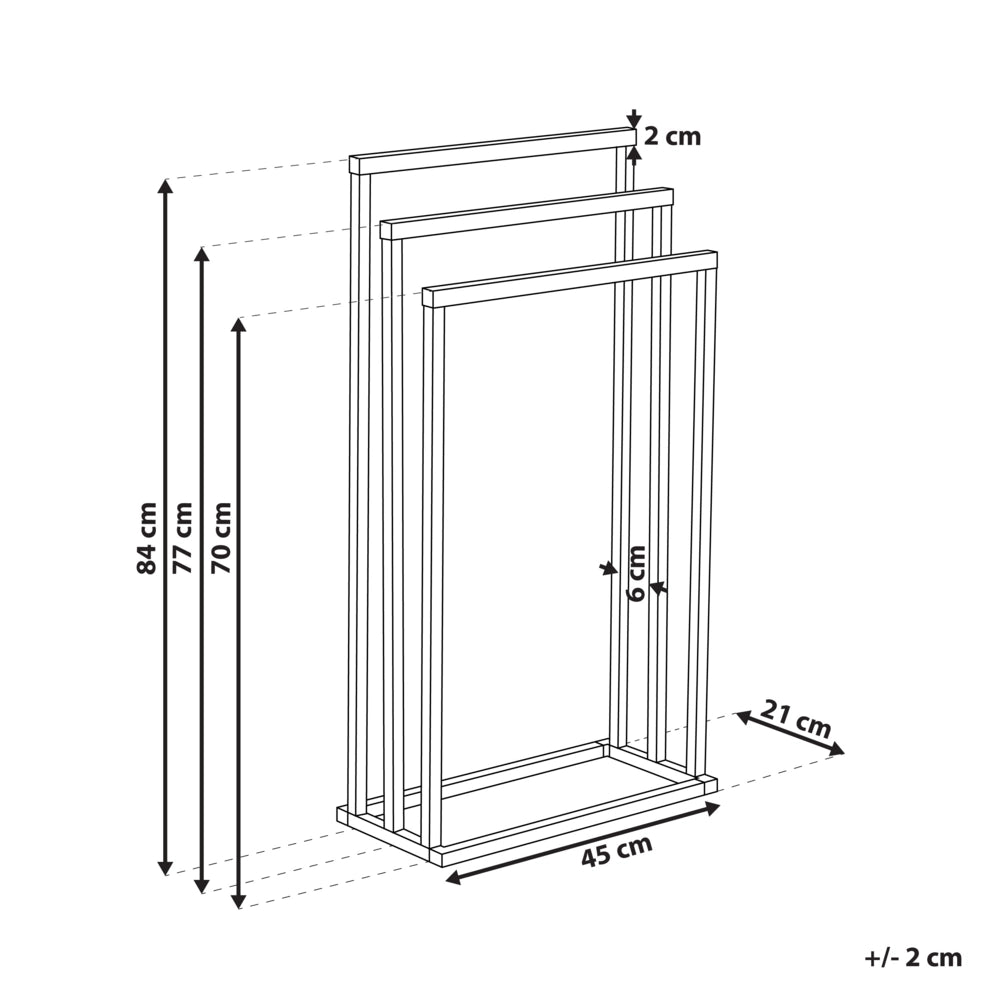 Porta Asciugamani Argento Lucido e Legno Scuro Acciaio 3 Binari Accessori Bagno Portasciugamani da Terra Design Moderno