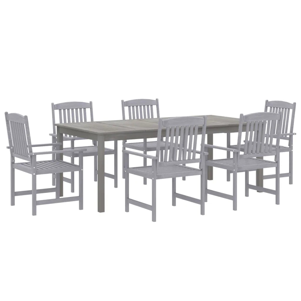 Set da Pranzo da Giardino 7 pz Legno Massello di Acacia Grigio cod mxl 62351