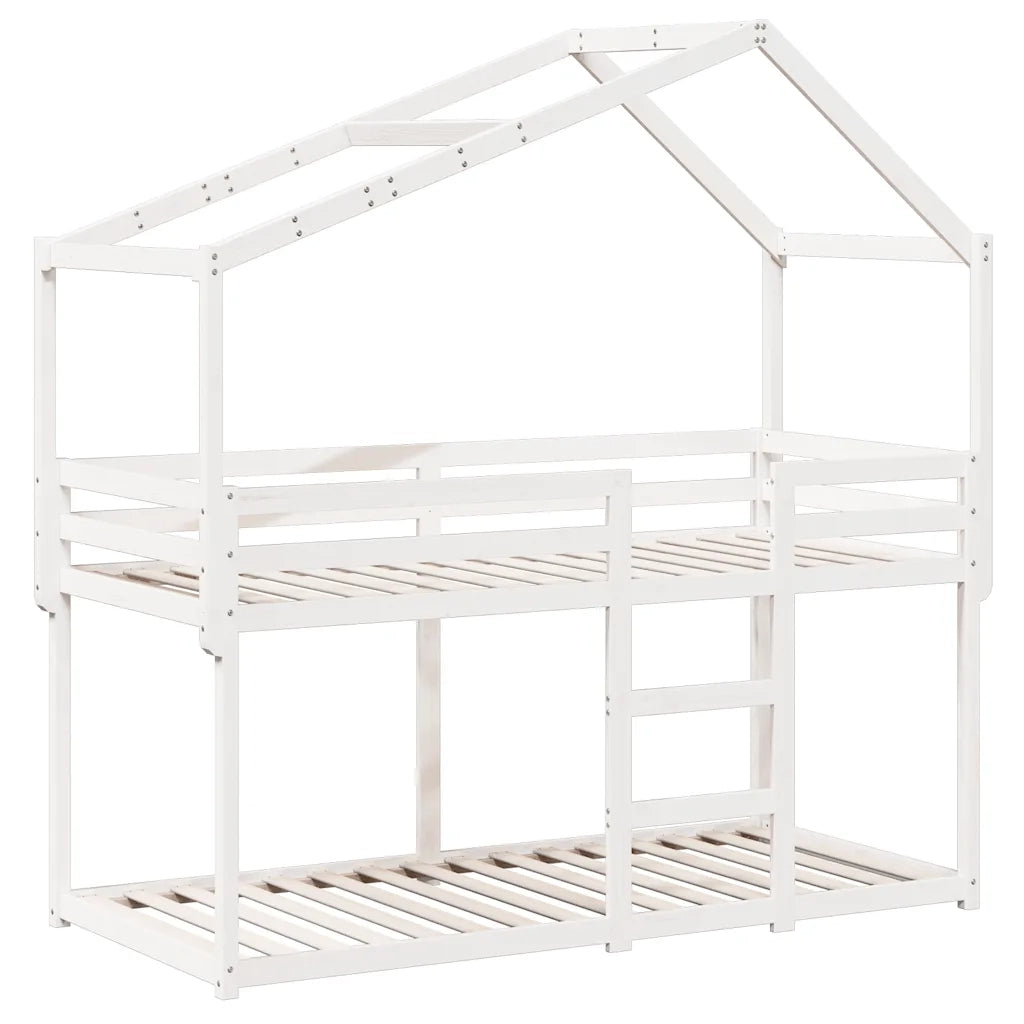 Letto a Castello con Tetto Bianco 90x200 cm in Legno di Pino 3282037