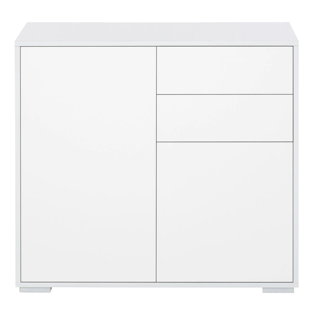 Mobiletto 2 Cassetti e 2 Ante ¨C zephmum ¨C 79x36x74, Bianco Opaco