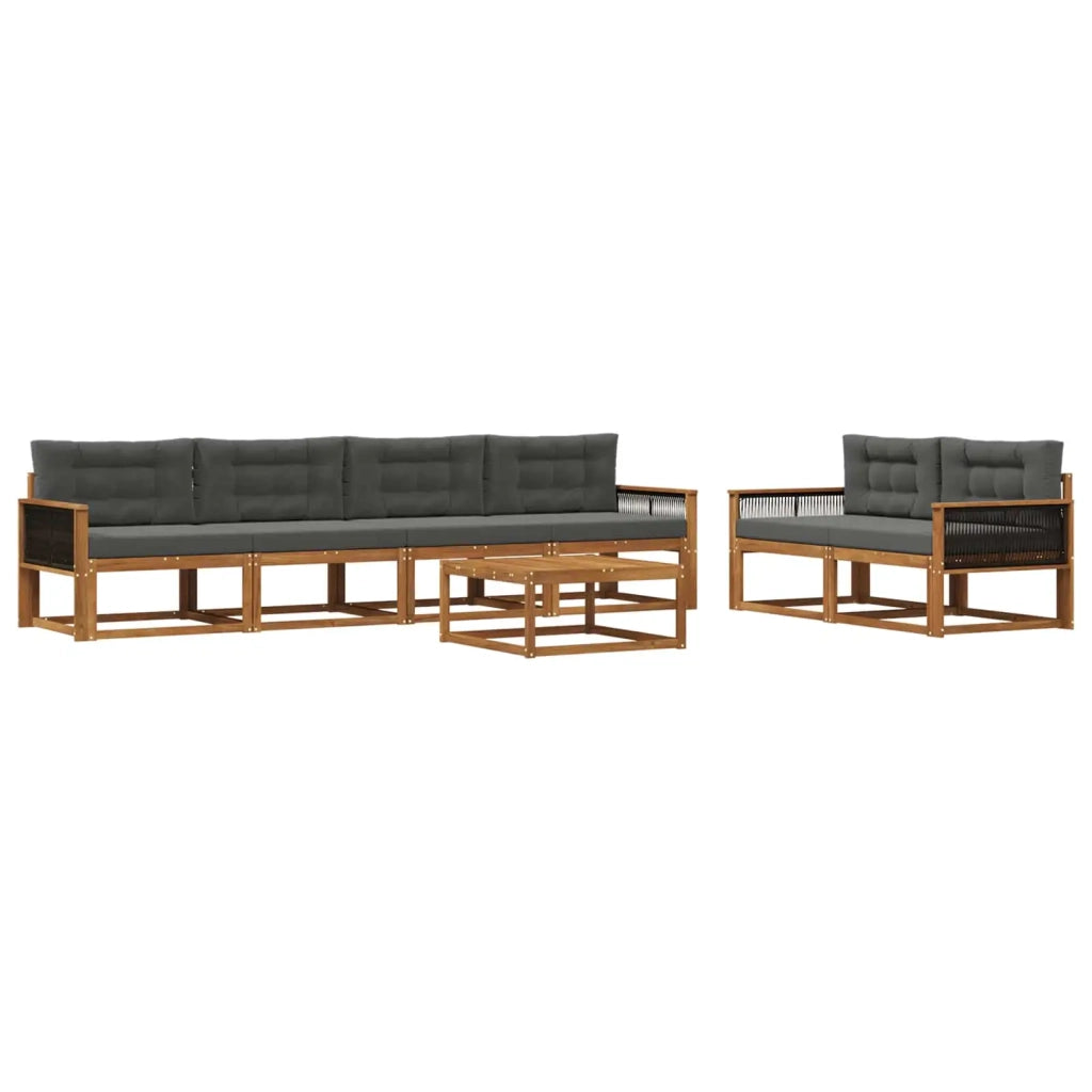 Set di divani da esterno con cuscino 7 pcs Naturale e Antracite 3382365