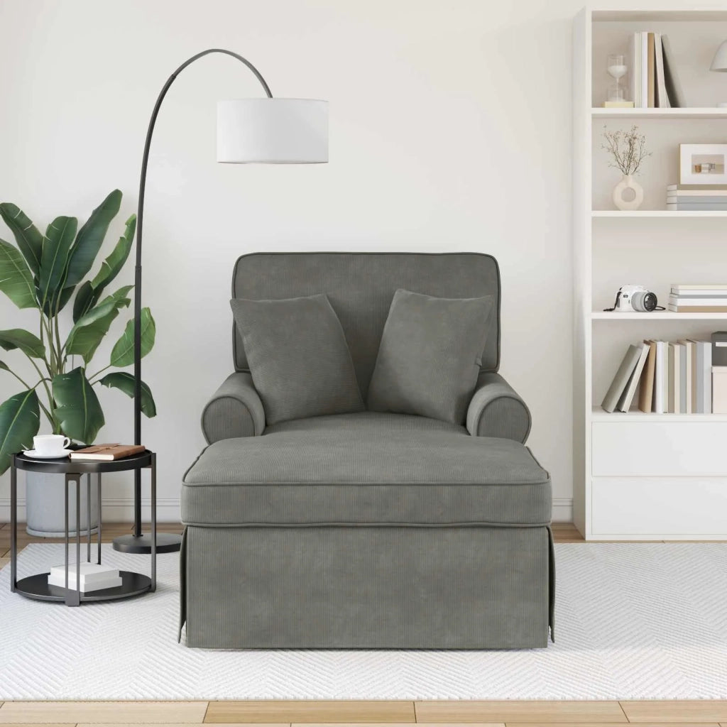 Chaise Longe con Gonna 3 pcs Grigio chiaro Tessuto in Cords 42022948