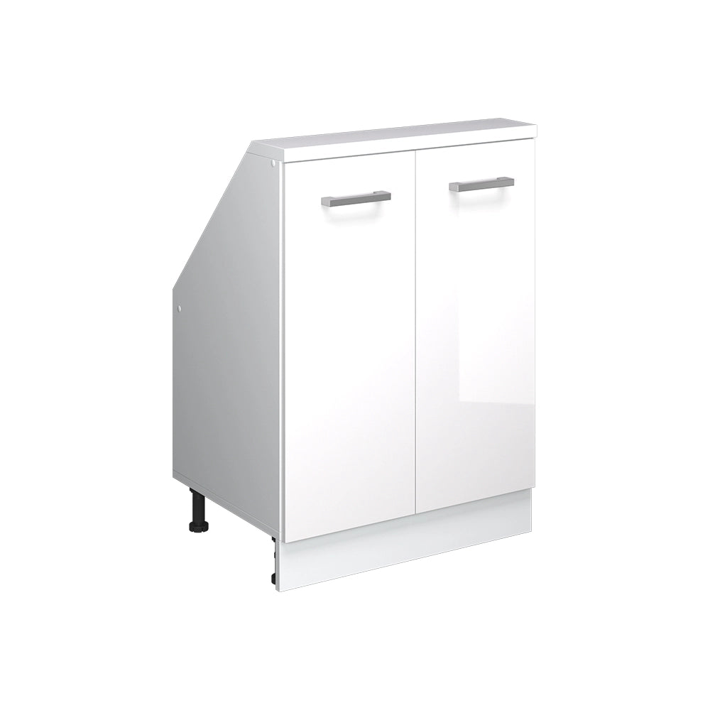 Mobile sottotetto Rion Bianco lucido/Bianco con 2 porte Vicco