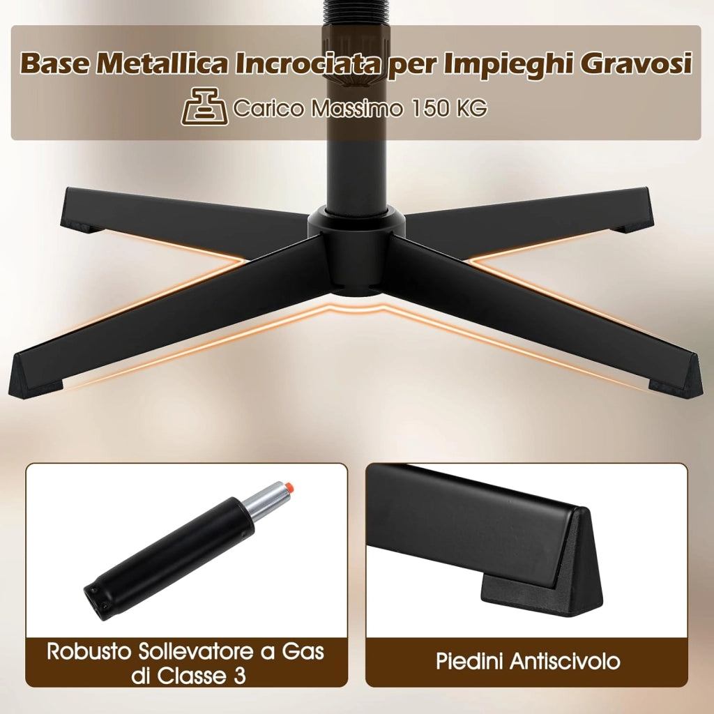 Sedia per Ufficio con Altezza Regolabile, Sedia Girevole con Base ad Incrocio, Sedile e Schienale Confortevoli, Sedia da Visitatori per Camera da Letto, Studio, Portata 150 kg (Marrone)