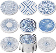 Set di 8 sottopiani in ceramica - sottopiani eleganti - con supporto in metallo