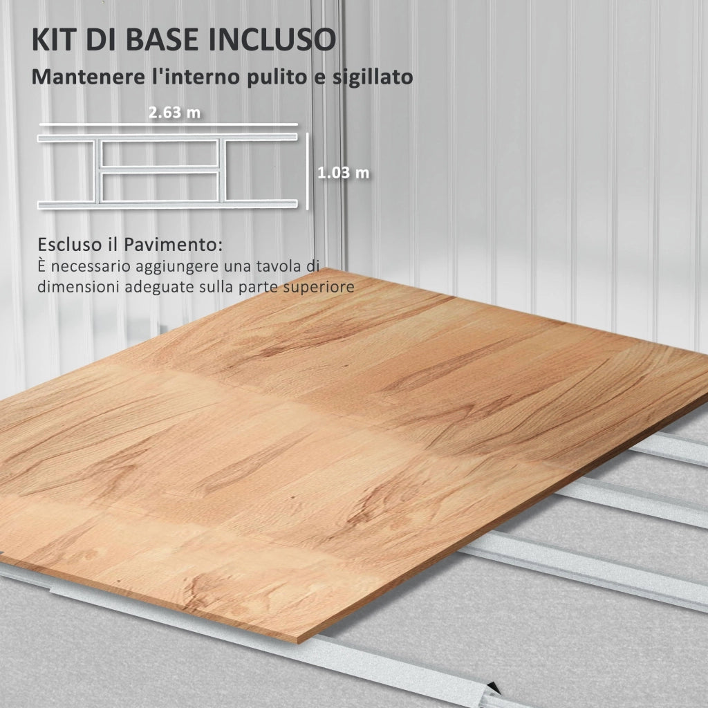 Casetta Box da Giardino Porta Attrezzi 277x195x192 cm con 2 Porte Scorrevoli Grigio Scuro